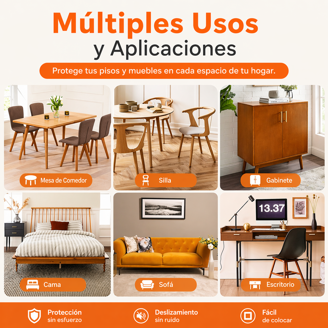 Protege tu piso y elimina el ruido molesto de tus sillas con este paquete de 24 almohadillas