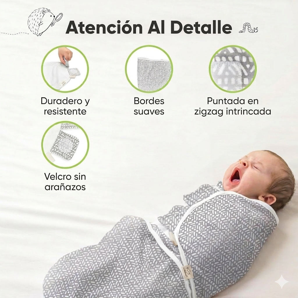 Pack 2 Swaddle (Arrullos) Orgánicos para Recién Nacido – Algodón Suave y Transpirable (0-3 meses)