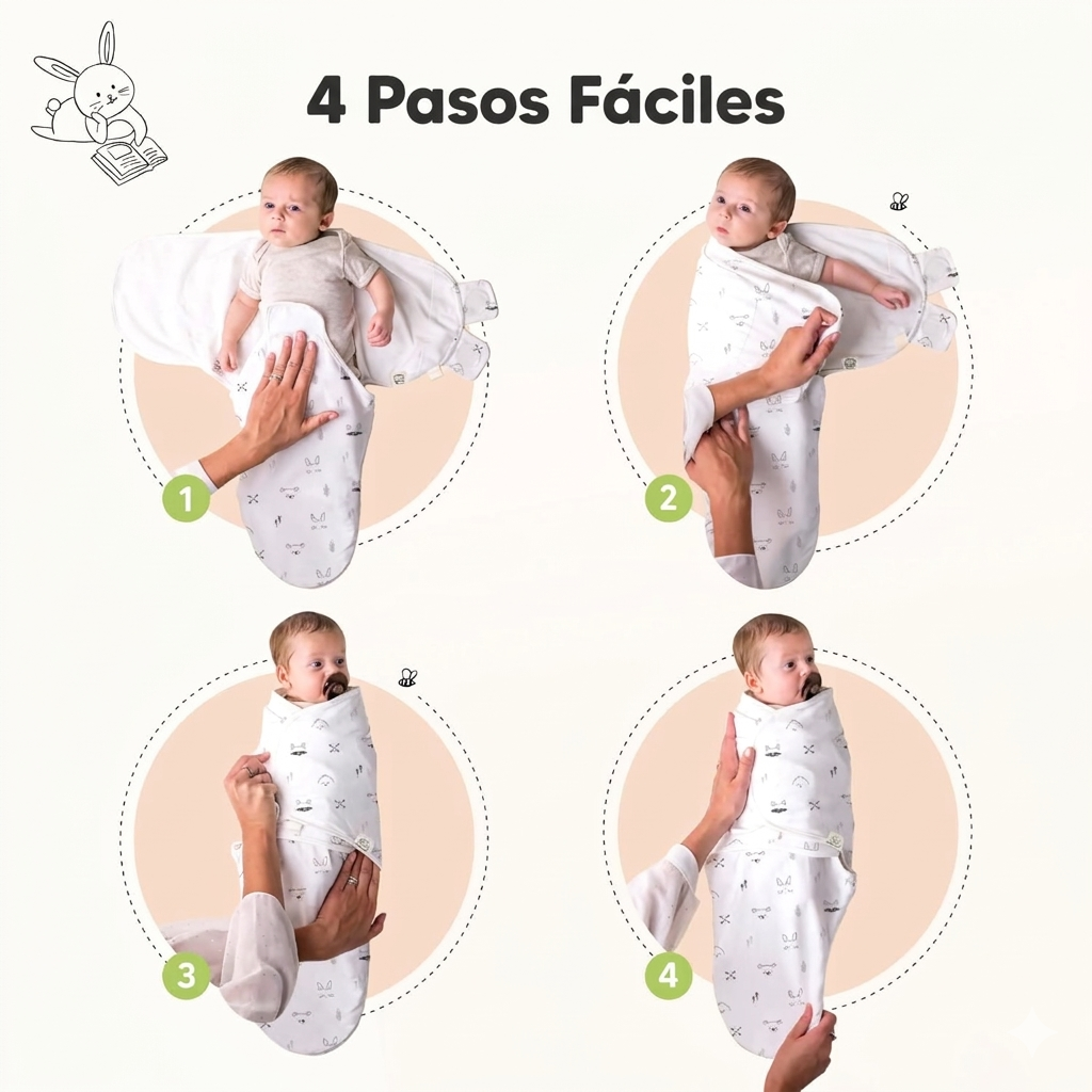Pack 2 Swaddle (Arrullos) Orgánicos para Recién Nacido – Algodón Suave y Transpirable (0-3 meses)