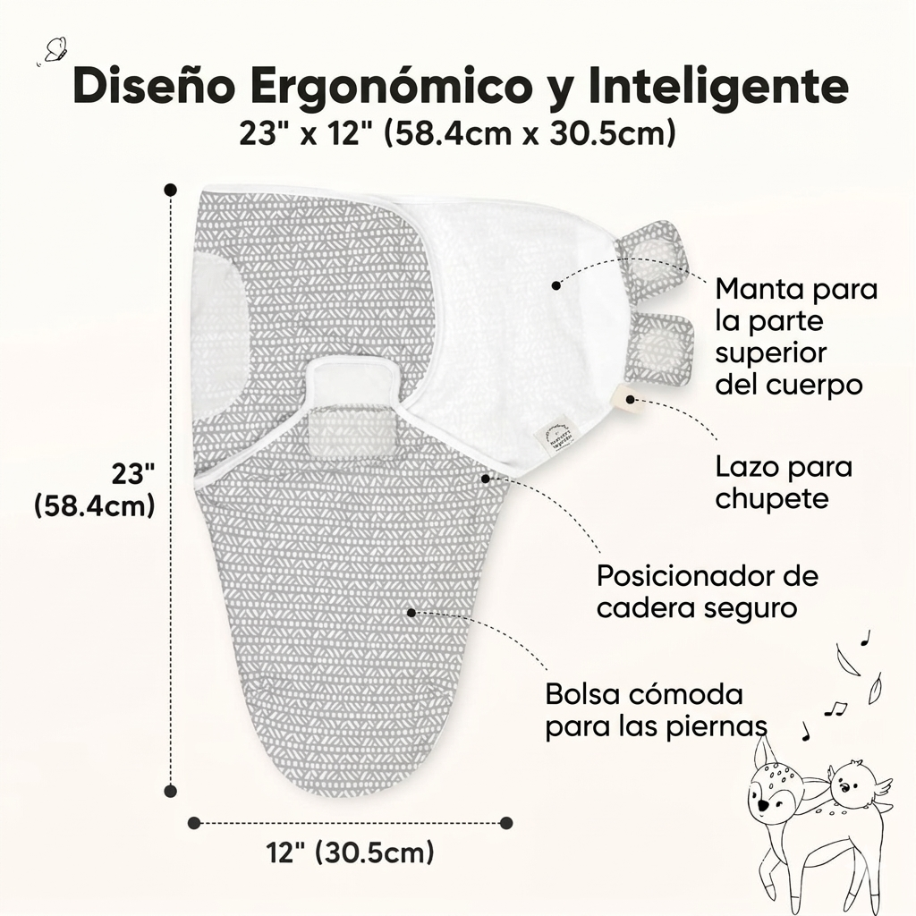 Pack 2 Swaddle (Arrullos) Orgánicos para Recién Nacido – Algodón Suave y Transpirable (0-3 meses)